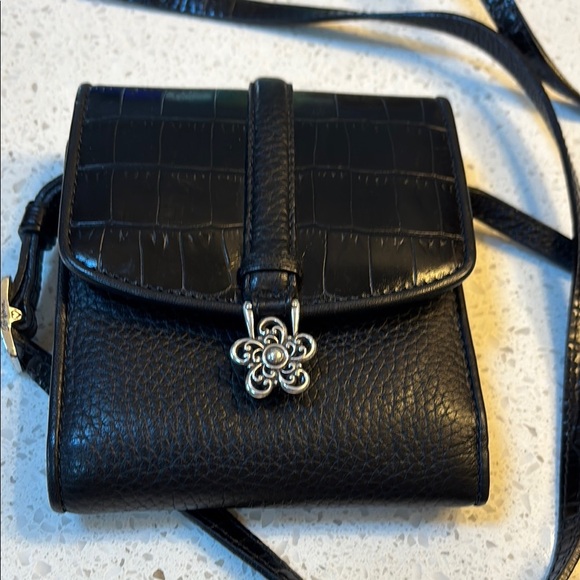 Brighton Black Leather Crossbody Bag - Picture 1 of 9